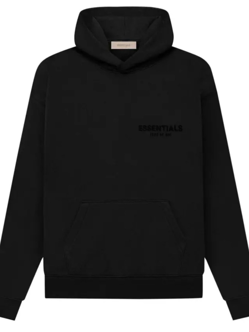 Essentials Black Pullover Hoodie with Subtle Chest Logo
